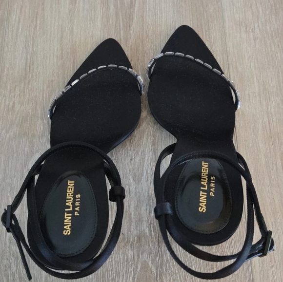 Yves Saint Laurent Black Heels with Silver Accents - Picture 5 of 10